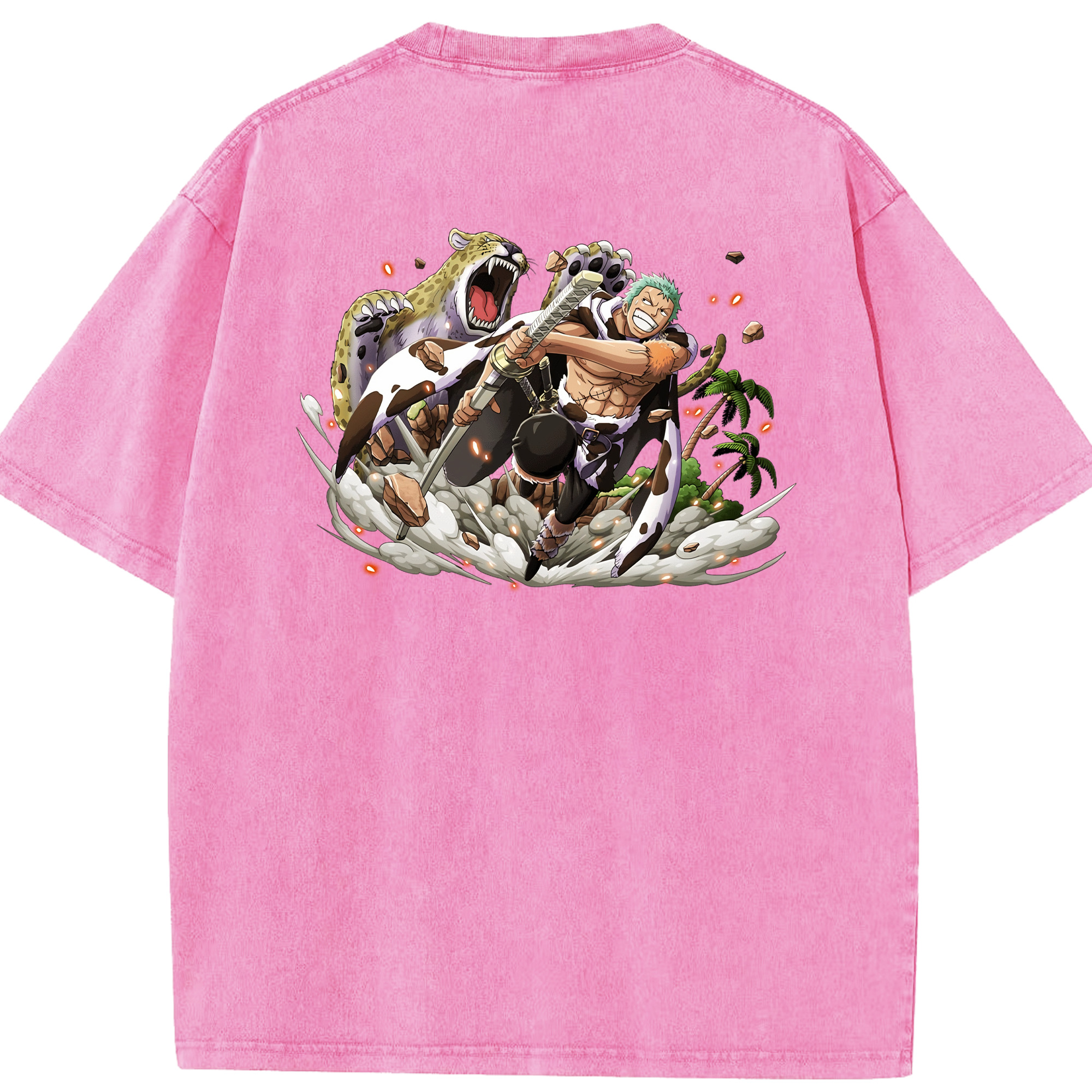 ワンピース ロロノア・ゾロ ONE PIECE Roronoa Zoro 綿100% ヴィンテージ風 半袖Tシャツ（背面プリント）